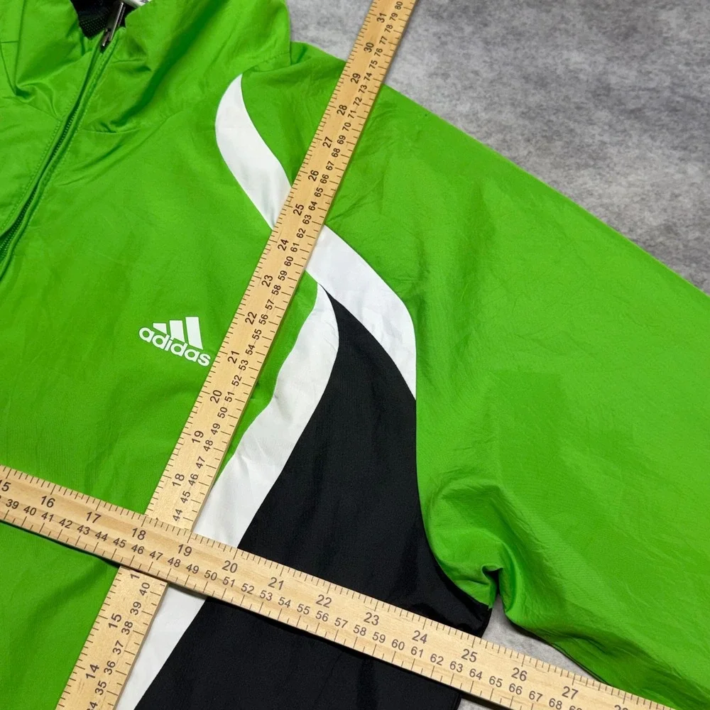 Adidas Colorblock Full Zip Windbreaker Mens XL Green Mesh Lined Track Jacket